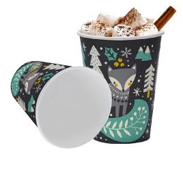 Стакан 300 мл бумажный d=90 мм Снежное рождество для горячего (50 шт.)
