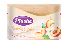 Туалетная бумага Plushe «Comfort care» Honey Nectarine, персик, аромат., 12 рул., 3 слоя, 12 в уп