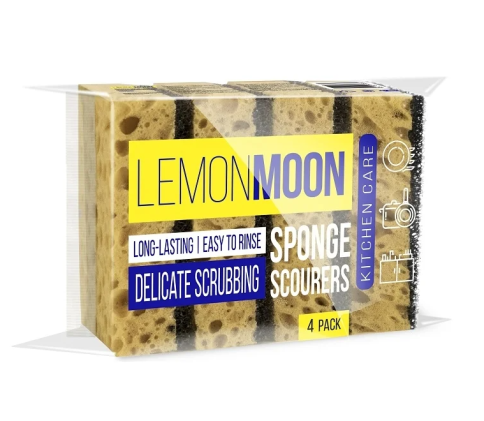Губка для посуды Lemon Moon 96x64x33 ретикулированная 4 шт. L103 фото 1